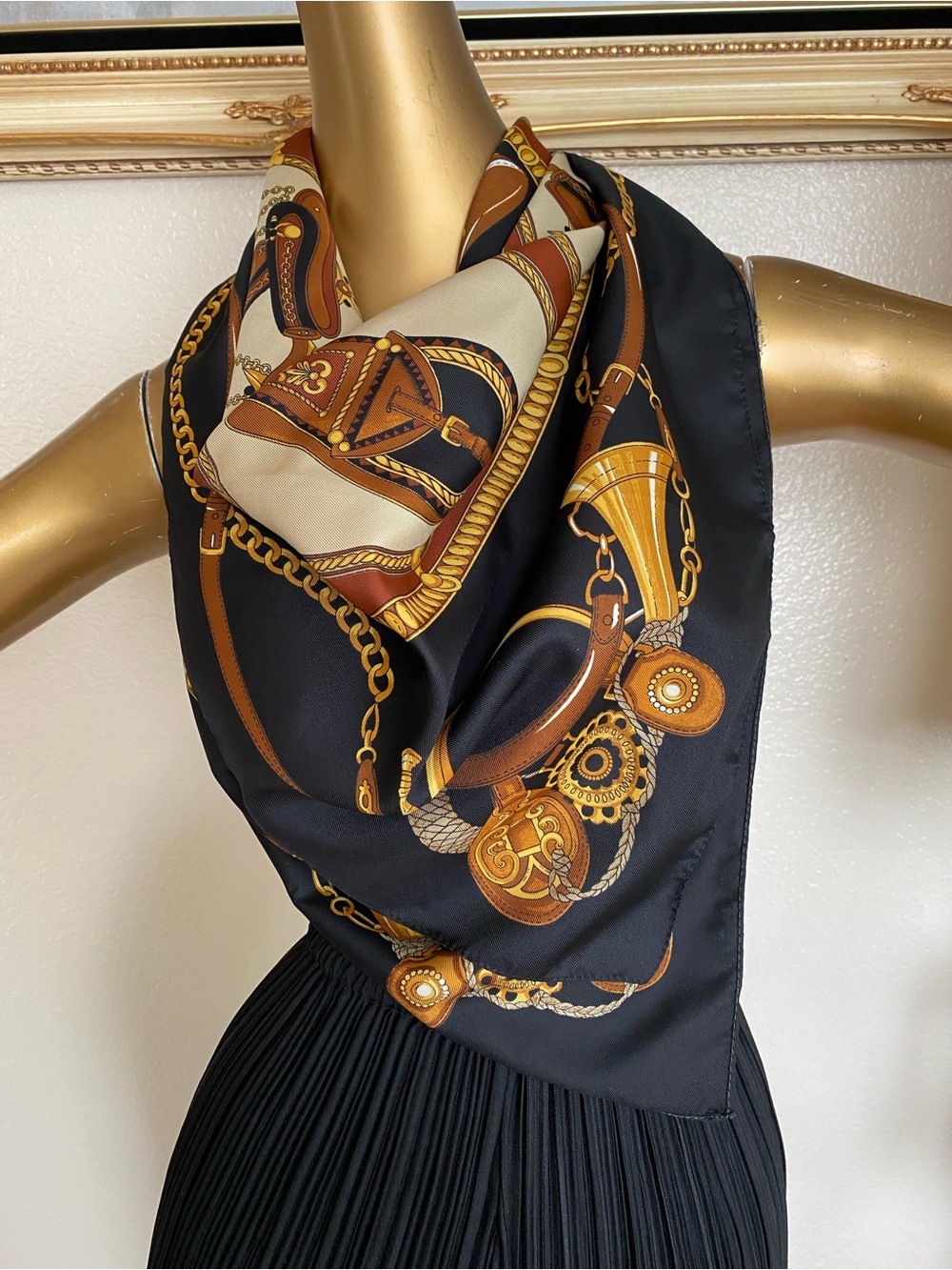 Vintage Western Saddle Theme Made In  Italy Scarf